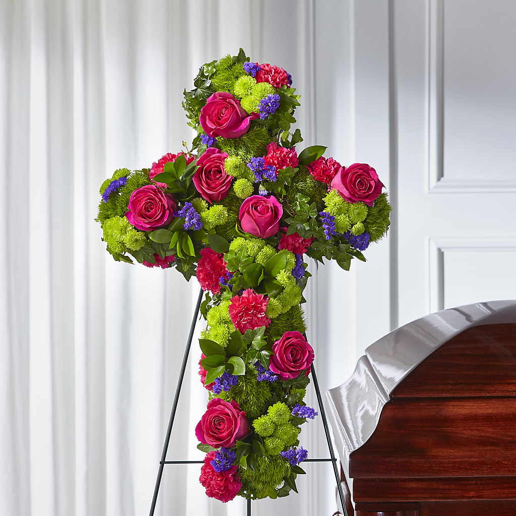 Tribute Rose Floral Cross – The Asheville Florist, Swannanoa NC