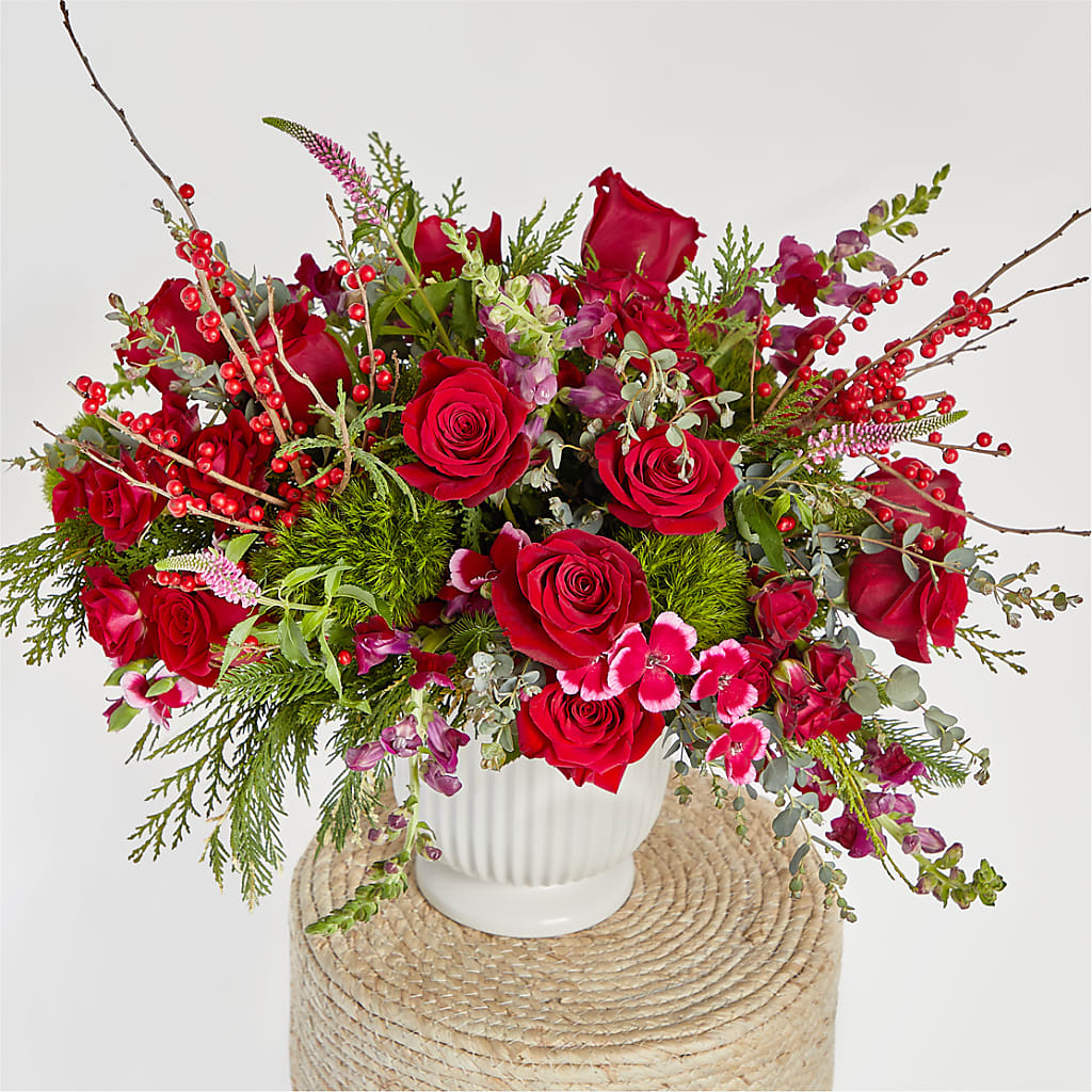 Big Red Bow Bouquet –  The Asheville Florist, Swannanoa NC