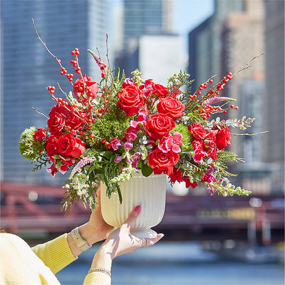 Big Red Bow Bouquet –  The Asheville Florist, Swannanoa NC