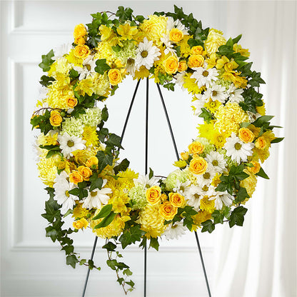 Golden Remembrance Wreath –  The Asheville Florist, Swannanoa NC