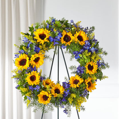 Bright Rays Wreath –  The Asheville Florist, Swannanoa NC
