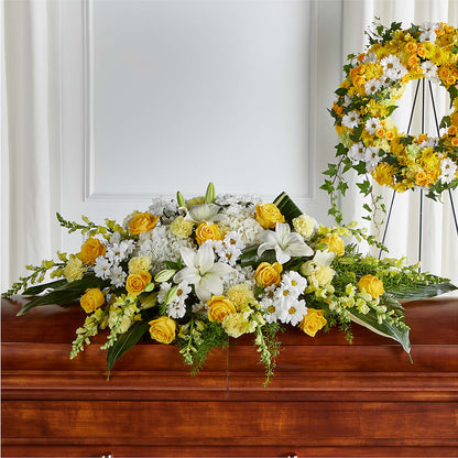 Golden Harmony Casket Spray –  The Asheville Florist, Swannanoa NC